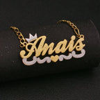 3D Double Plate Custom Nameplate Necklace Gold Plate Pendant Personalized Name Necklace nowadaysfashion