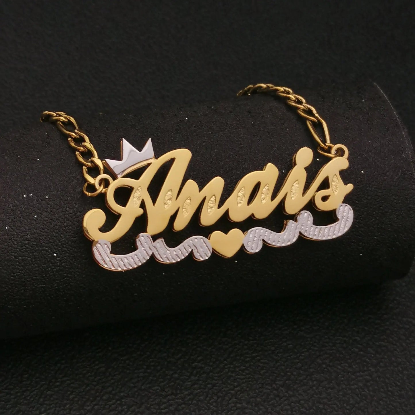 3D Double Plate Custom Nameplate Necklace Gold Plate Pendant Personalized Name Necklace - Blade & Thread