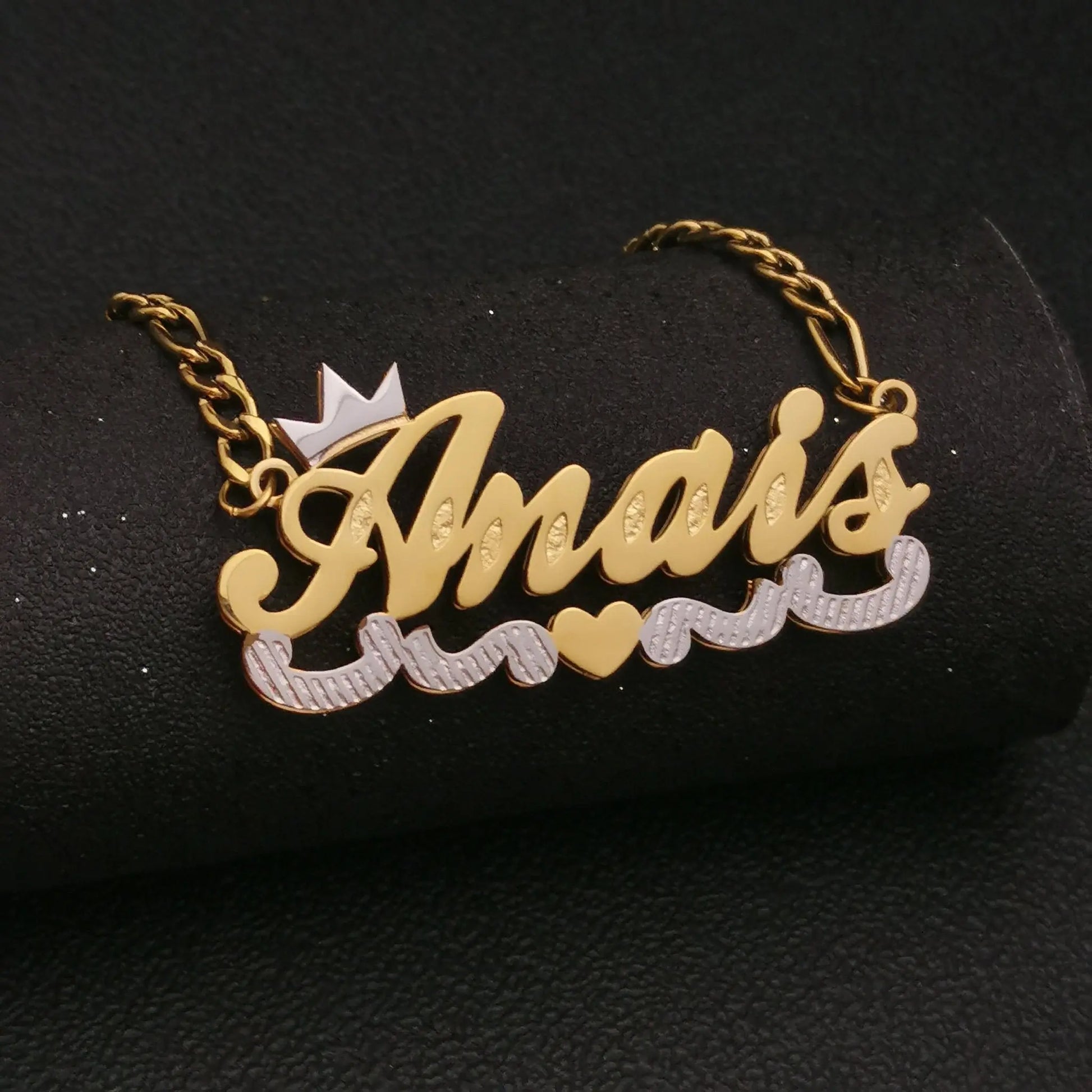 3D Double Plate Custom Nameplate Necklace Gold Plate Pendant Personalized Name Necklace - Blade & Thread