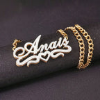 3D Double Plate Custom Nameplate Necklace Gold Plate Pendant Personalized Name Necklace nowadaysfashion