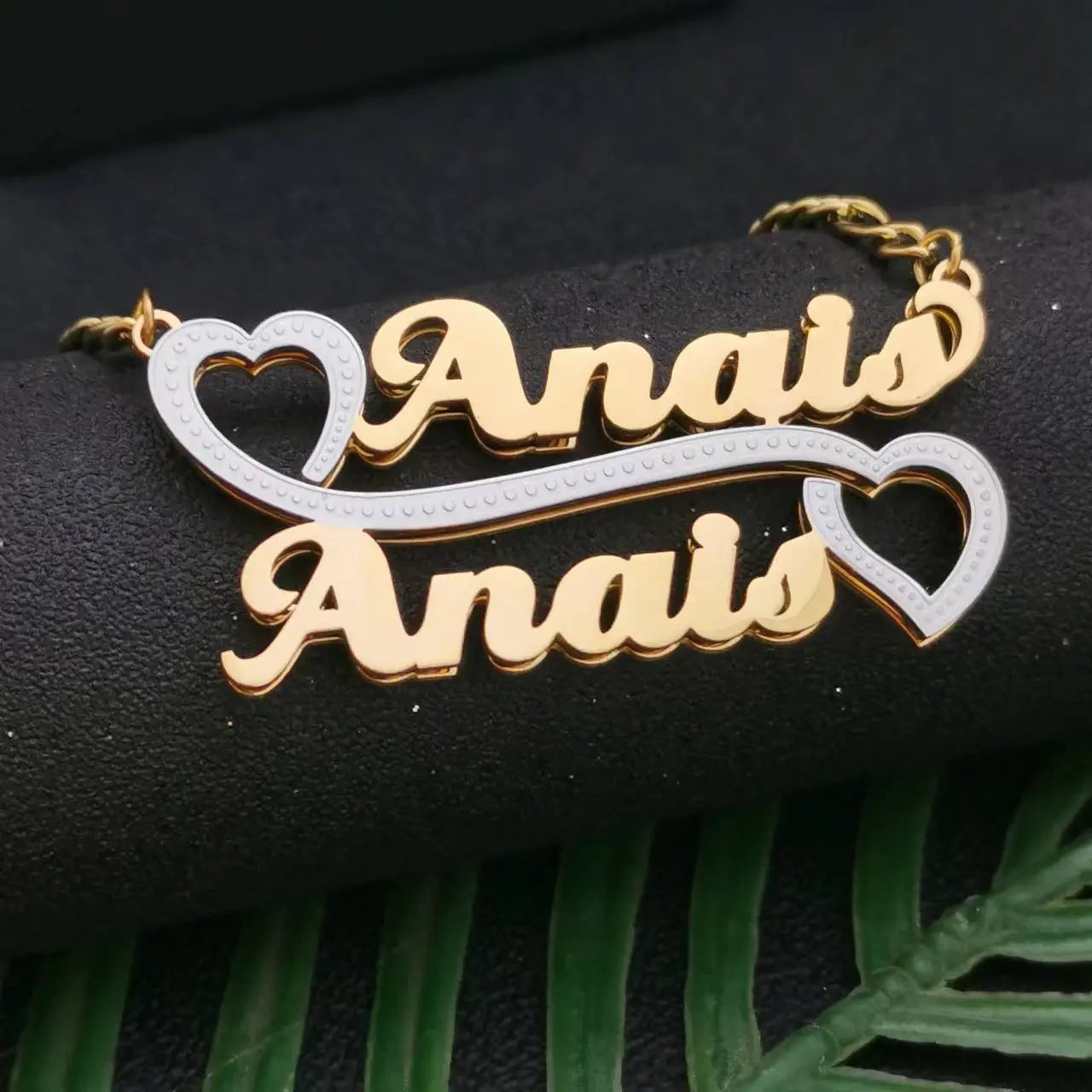 3D Double Plate Custom Nameplate Necklace Gold Plate Pendant Personalized Name Necklace - Blade & Thread