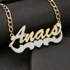 3D Double Plate Custom Nameplate Necklace Gold Plate Pendant Personalized Name Necklace nowadaysfashion