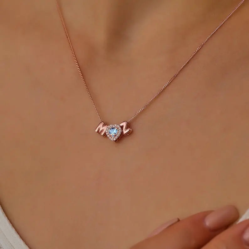 3D Letter Birthstone Bubble Necklace - Blade & Thread