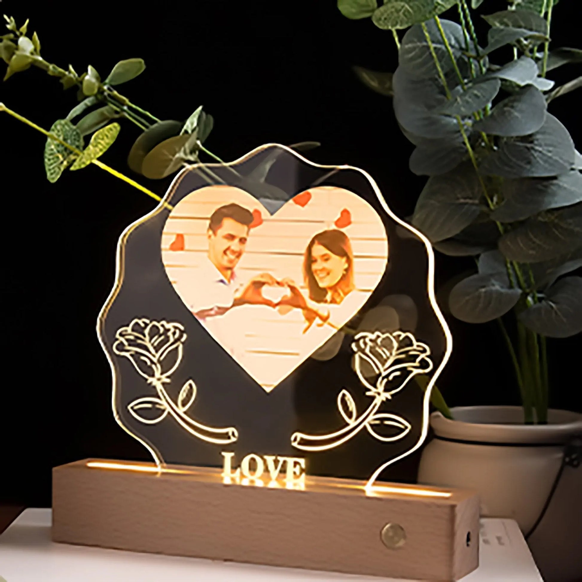 3D Love Lamp Acrylic LED Night Light Customized Photos Valentines Day Gift - Blade & Thread