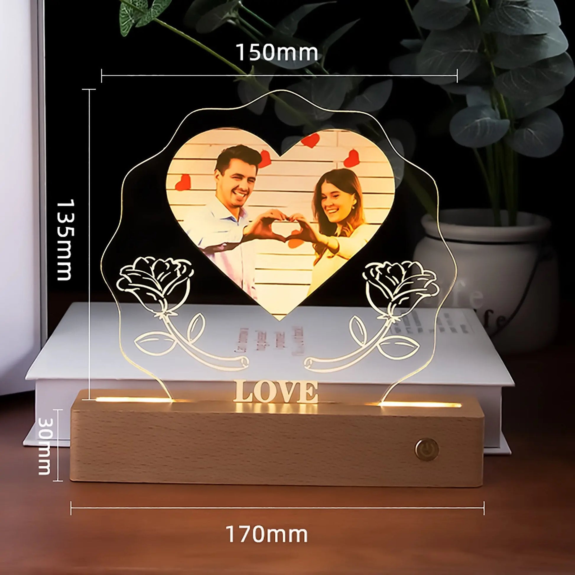 3D Love Lamp Acrylic LED Night Light Customized Photos Valentines Day Gift - Blade & Thread