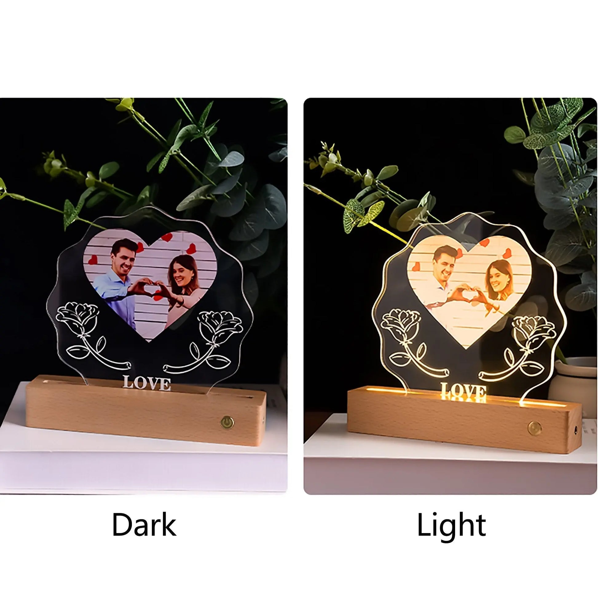 3D Love Lamp Acrylic LED Night Light Customized Photos Valentines Day Gift - Blade & Thread
