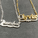 3D Name Necklace Custom Two Color Stainless Steel Double Layer Under Heart Necklace nowadaysfashion