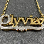 3D Name Necklace Custom Two Color Stainless Steel Double Layer Under Heart Necklace nowadaysfashion