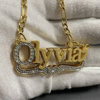 3D Name Necklace Custom Two Color Stainless Steel Double Layer Under Heart Necklace nowadaysfashion