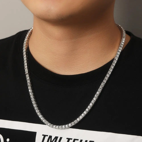 3mm4mm Alloy Rhinestone Row Tennis Chain Hip Hop Necklace nowadaysfashion