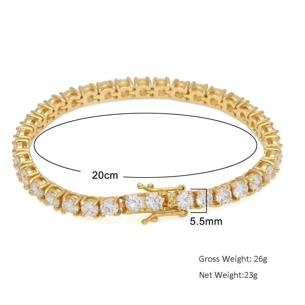 3mm4mm Tennis Chain Diamond Hip Hop One Row Bracelet - Blade & Thread