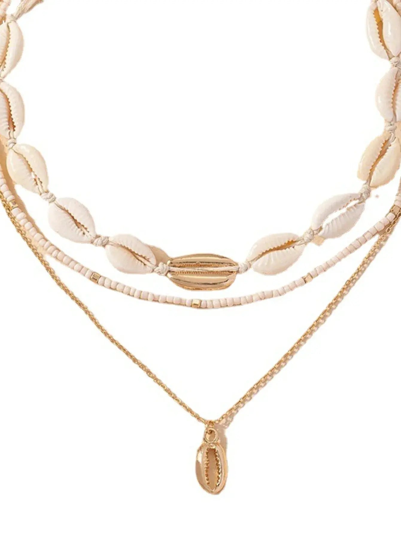 3Pcs Rice beads Shell Pendant Necklace nowadaysfashion