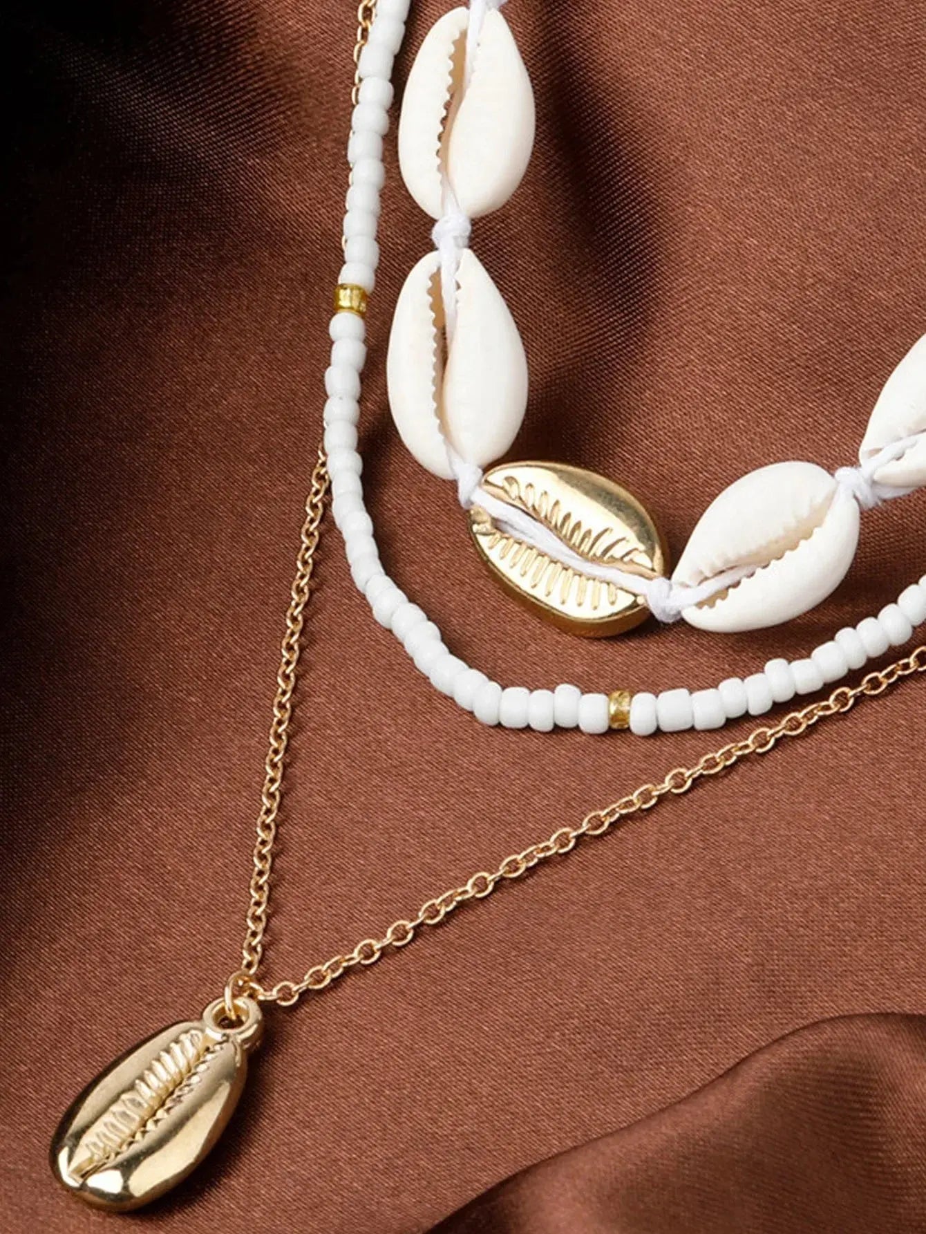 3Pcs Rice beads Shell Pendant Necklace - Blade & Thread