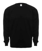 Black French Terry fleece crewneck sweater by SpectraUSA, front view showing soft fabric and classic fit.