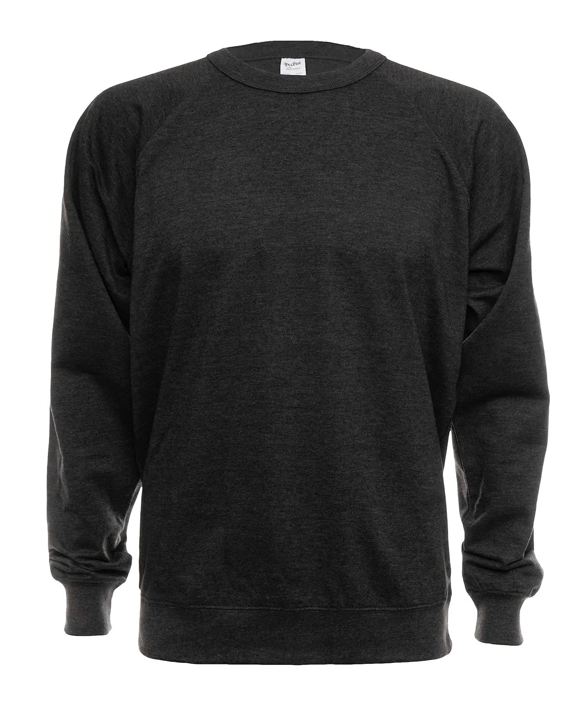 SpectraUSA French Terry Crew fleece in charcoal heather, front view showcasing the casual fleece sweatshirt.