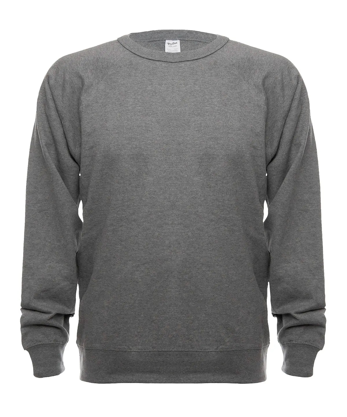 SpectraUSA French Terry Crew 4015 fleece in graphite heather, front view showcasing casual, comfortable sweatshirt style.