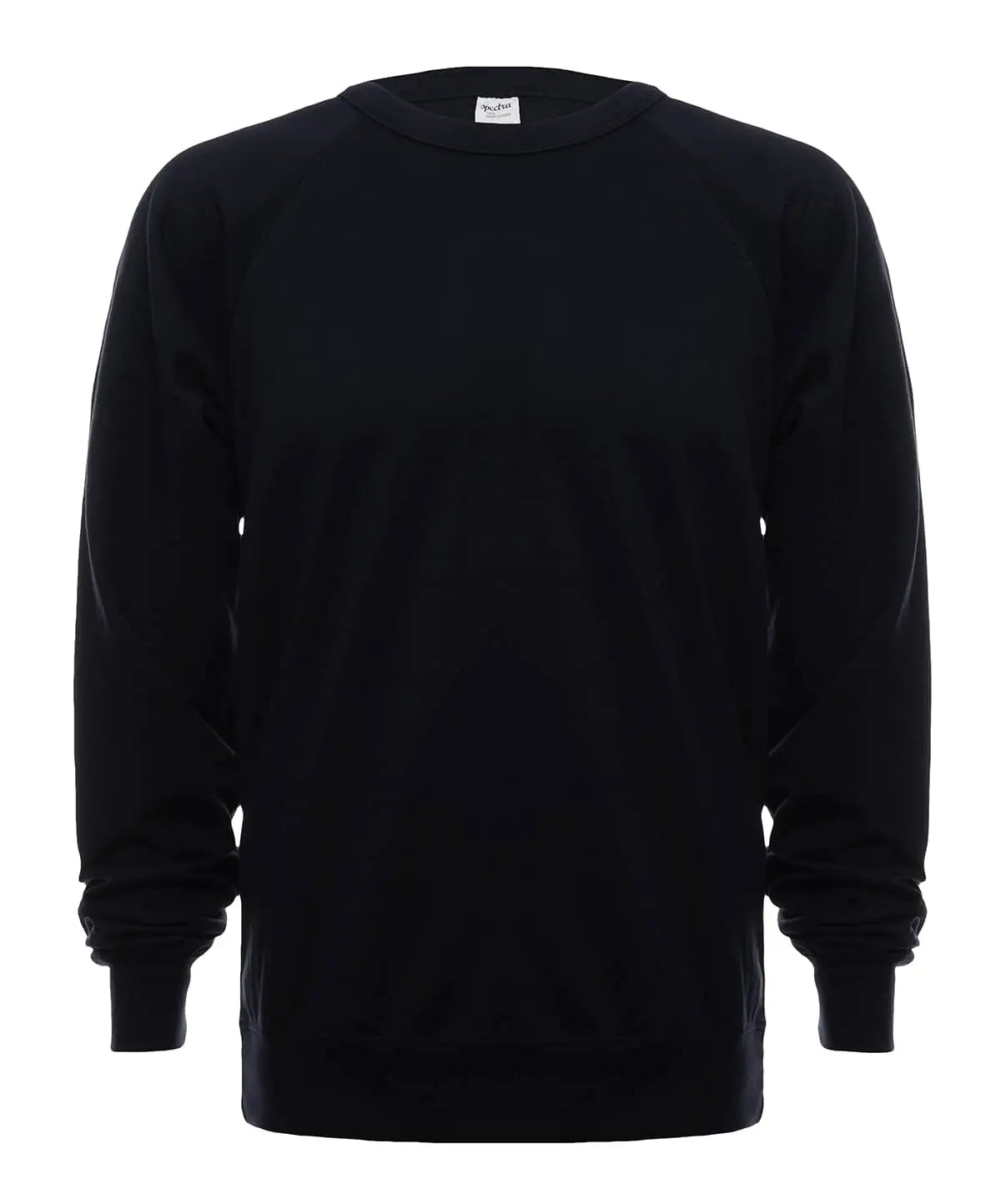 SpectraUSA French Terry Crew in navy fleece, front view showing soft fabric and classic crewneck design.