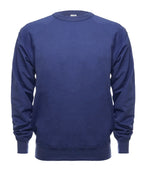SpectraUSA French Terry Crew in royal heather fleece, front view showcasing soft, cozy fabric and classic crewneck design.