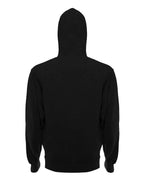 SpectraUSA French Terry Hoodie 4020 in charcoal heather, fleece fabric, back view showing relaxed fit and soft material.