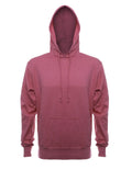 SpectraUSA French Terry hoodie in hot pink heather with fleece fabric, front view showcasing its comfortable fit and casual style.
