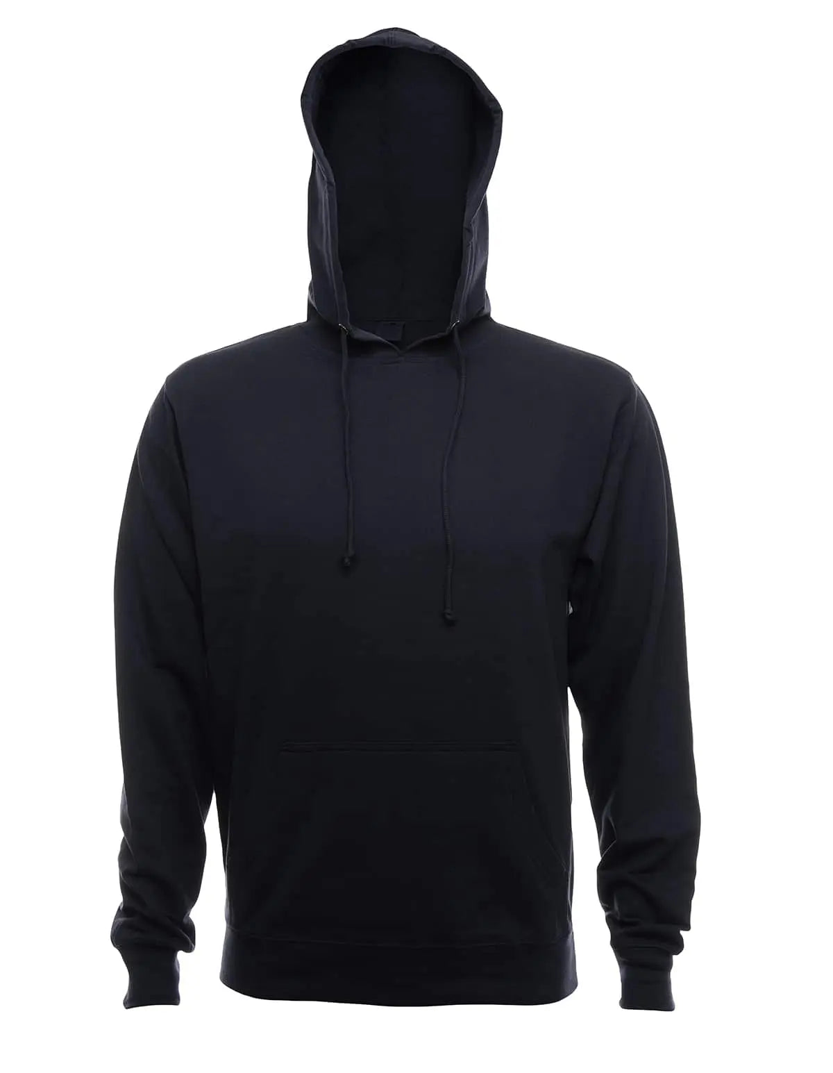 Navy French Terry fleece hoodie by SpectraUSA with front pocket and ribbed cuffs, casual and comfortable for everyday wear.