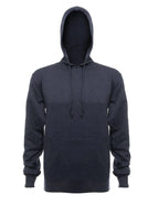 SpectraUSA French Terry Hoodie 4020 in navy heather, fleece fabric, front view showing comfortable fit and casual style.