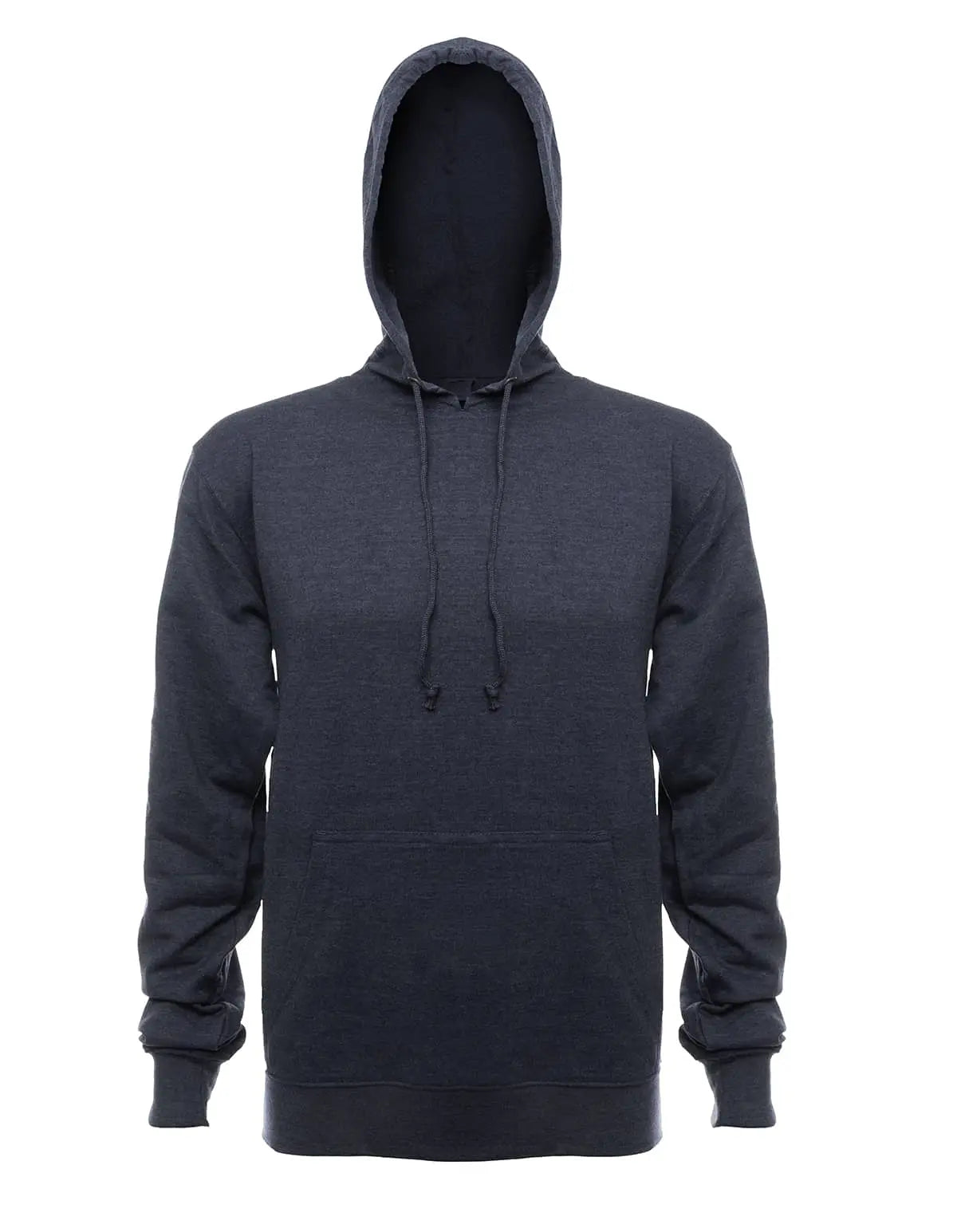 SpectraUSA French Terry Hoodie 4020 in navy heather, fleece fabric, front view showing comfortable fit and casual style.