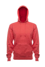 Red Heather French Terry hoodie by SpectraUSA, featuring a fleece fabric and front view.