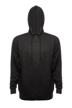 SpectraUSA ZIP Hoodie French Terry 4030 fleece in charcoal heather, front view showing zip closure and cozy fabric.