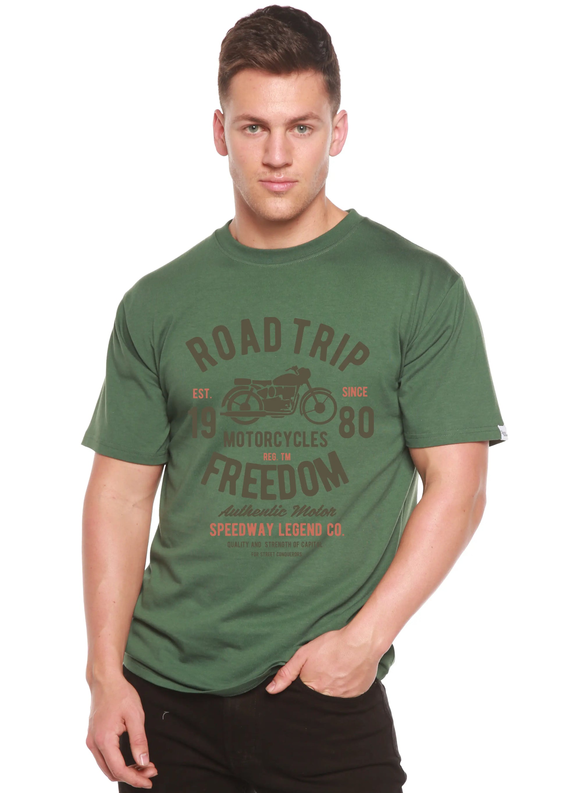 Road Trip Spun Bamboo® Men's Bamboo Viscose/Organic Cotton Short Sleeve Graphic T-Shirt Spun Bamboo