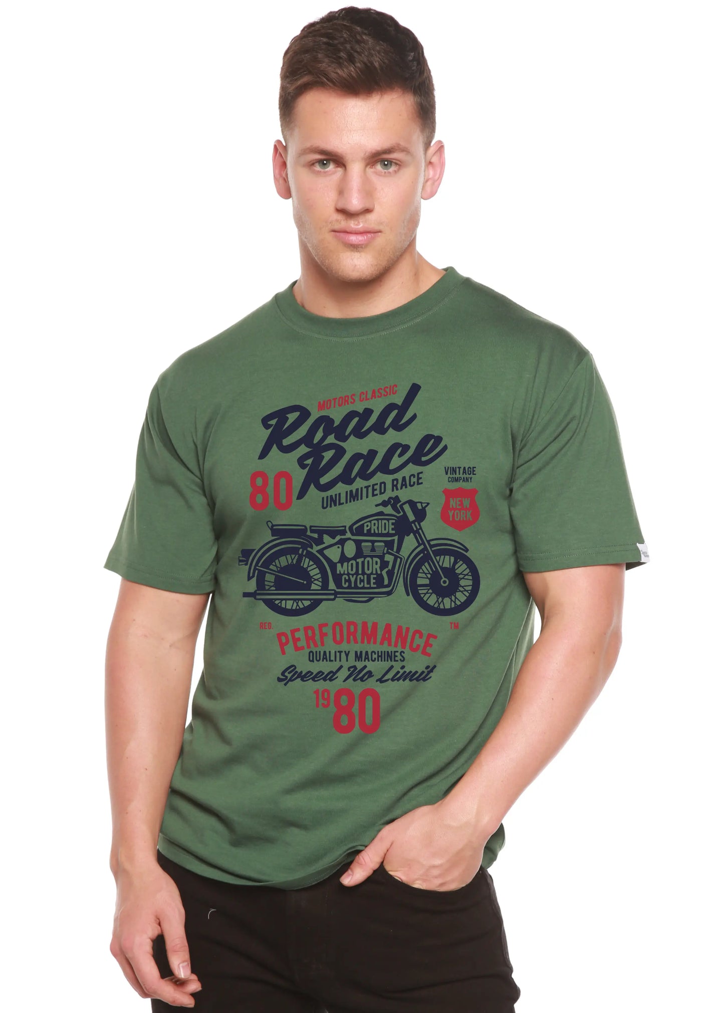 Road Race Motorcycles Spun Bamboo® Men's Bamboo Viscose/Organic Cotton Short Sleeve Graphic T-Shirt Spun Bamboo