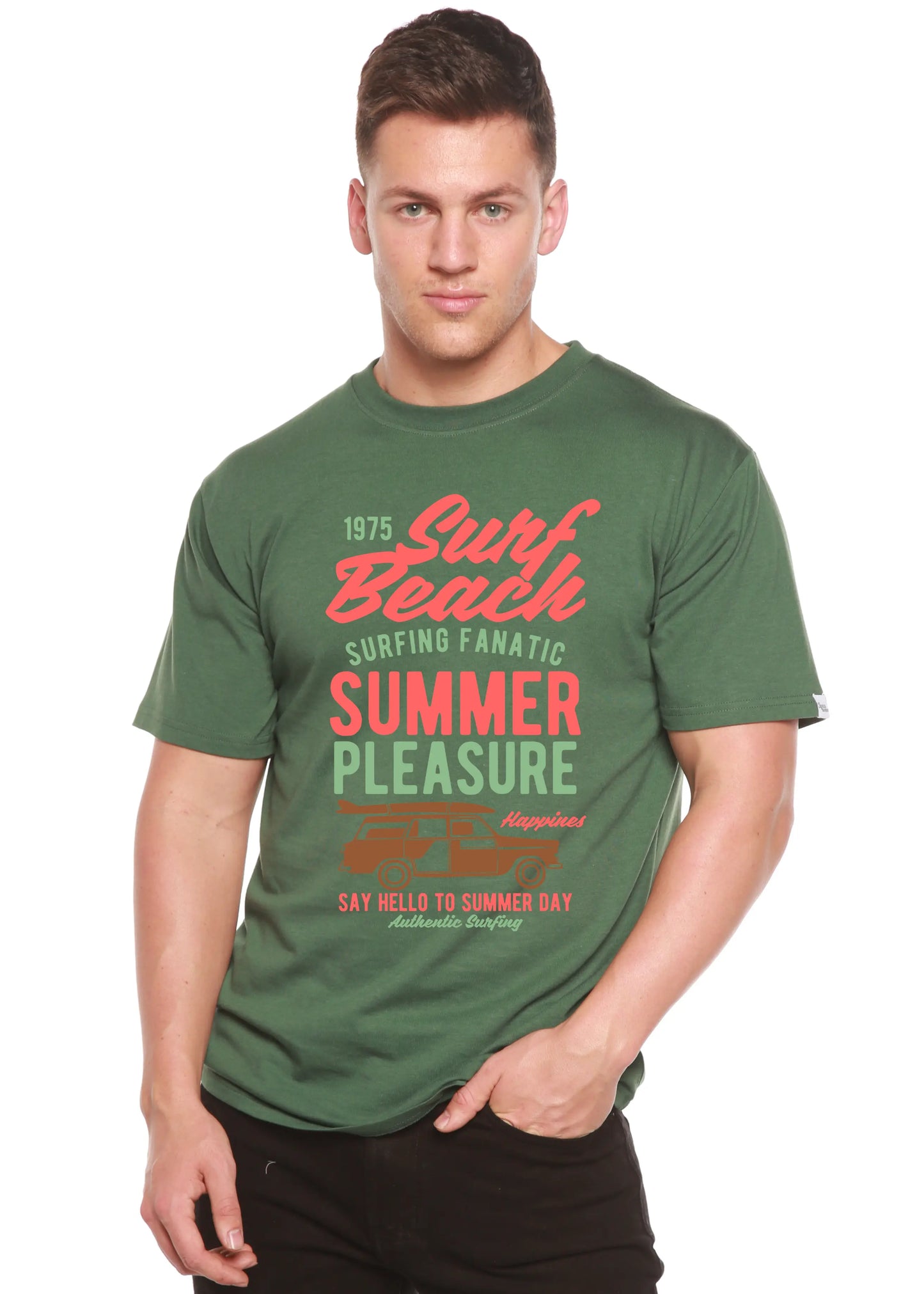 Surf Beach Spun Bamboo® Men's Bamboo Viscose/Organic Cotton Short Sleeve Graphic T-Shirt Spun Bamboo