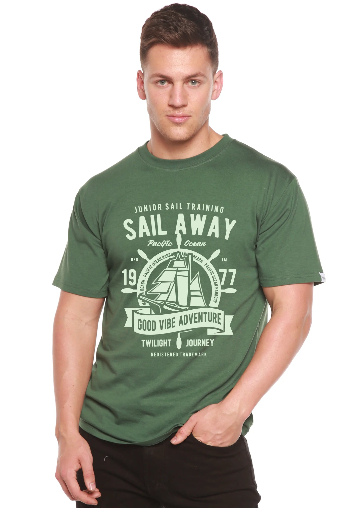 Sail Away Spun Bamboo® Men's Bamboo Viscose/Organic Cotton Short Sleeve Graphic T-Shirt Spun Bamboo