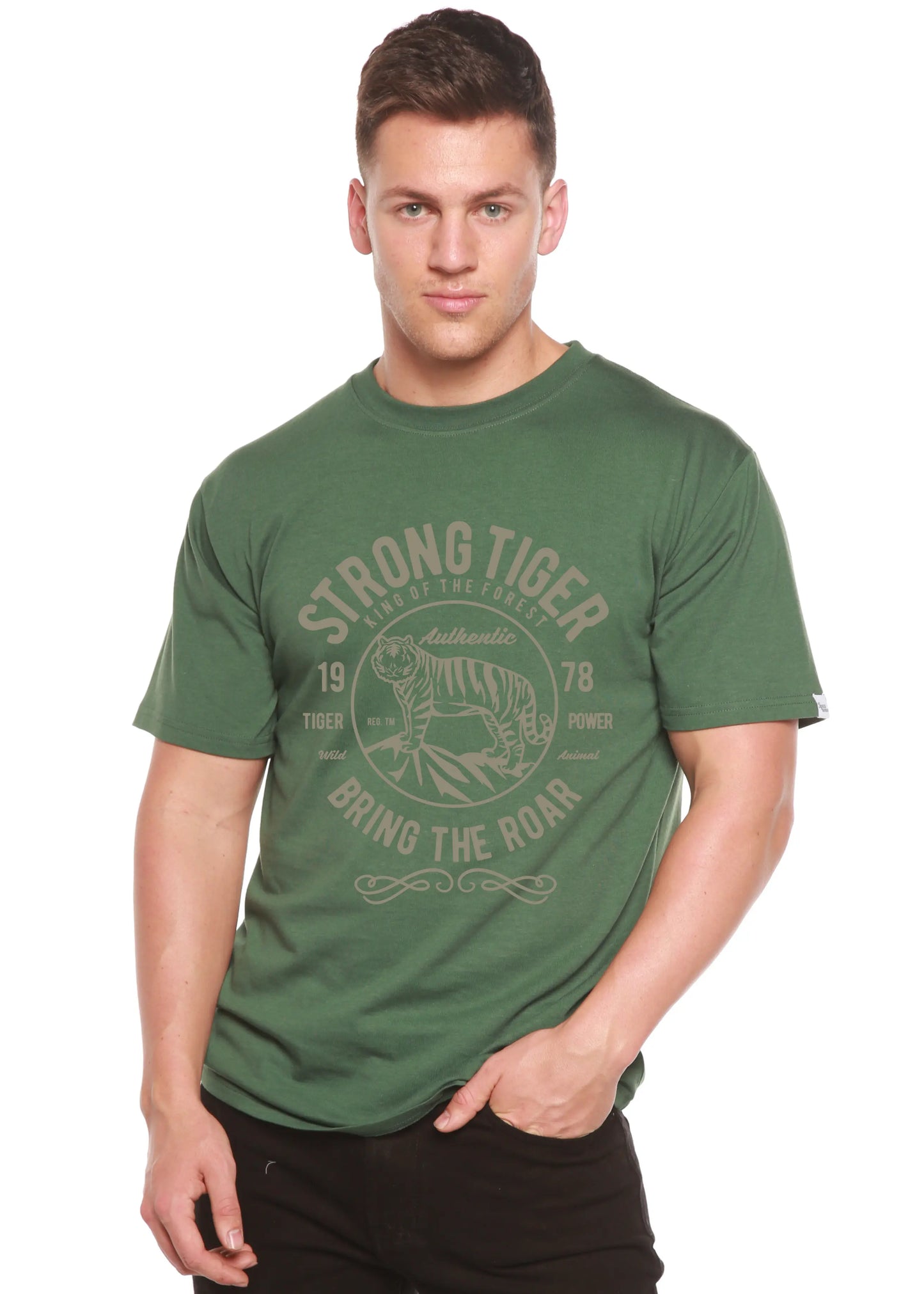 Strong Tiger Spun Bamboo® Men's Bamboo Viscose/Organic Cotton Short Sleeve Graphic T-Shirt Spun Bamboo
