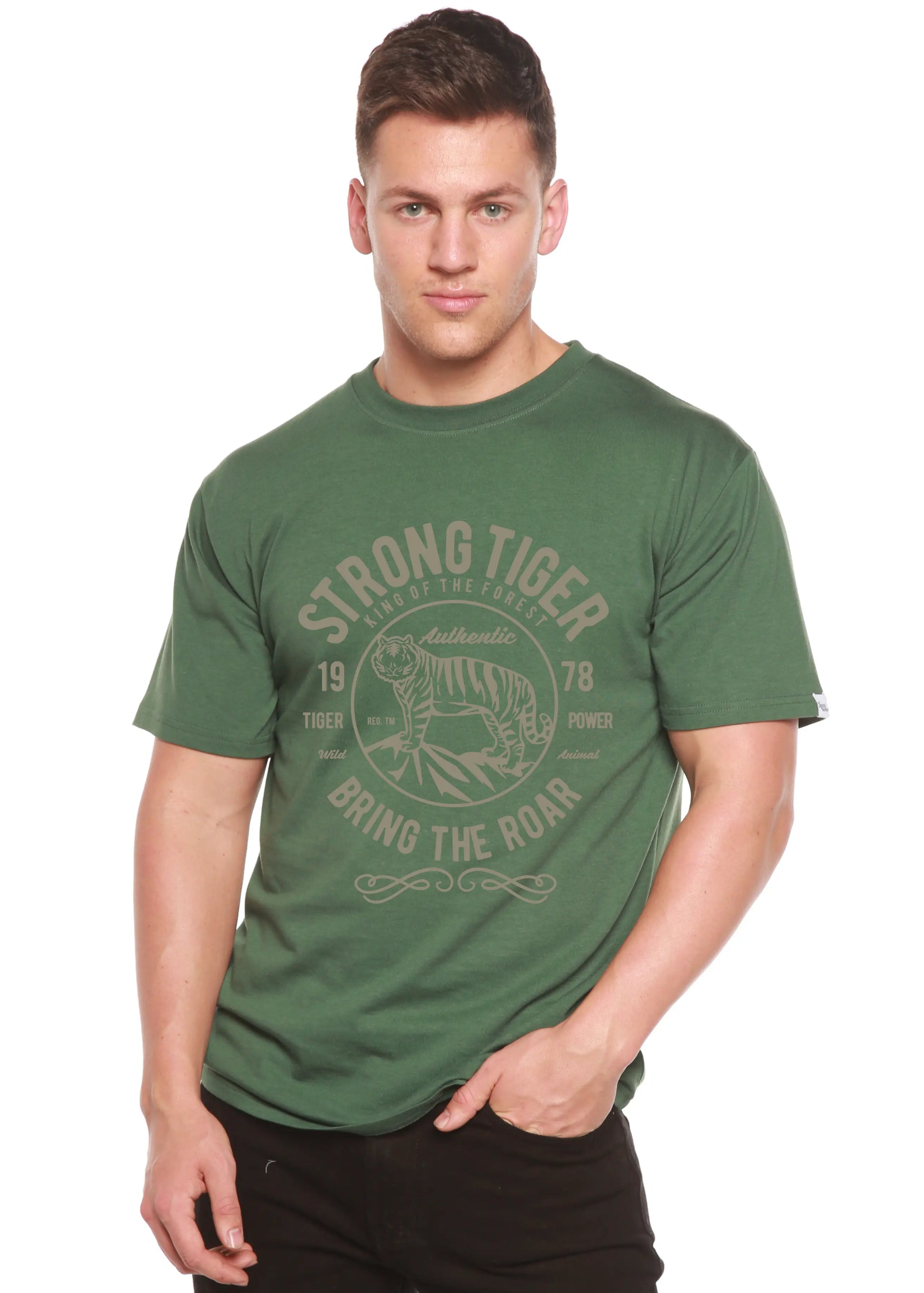 Strong Tiger Spun Bamboo® Men's Bamboo Viscose/Organic Cotton Short Sleeve Graphic T-Shirt Spun Bamboo