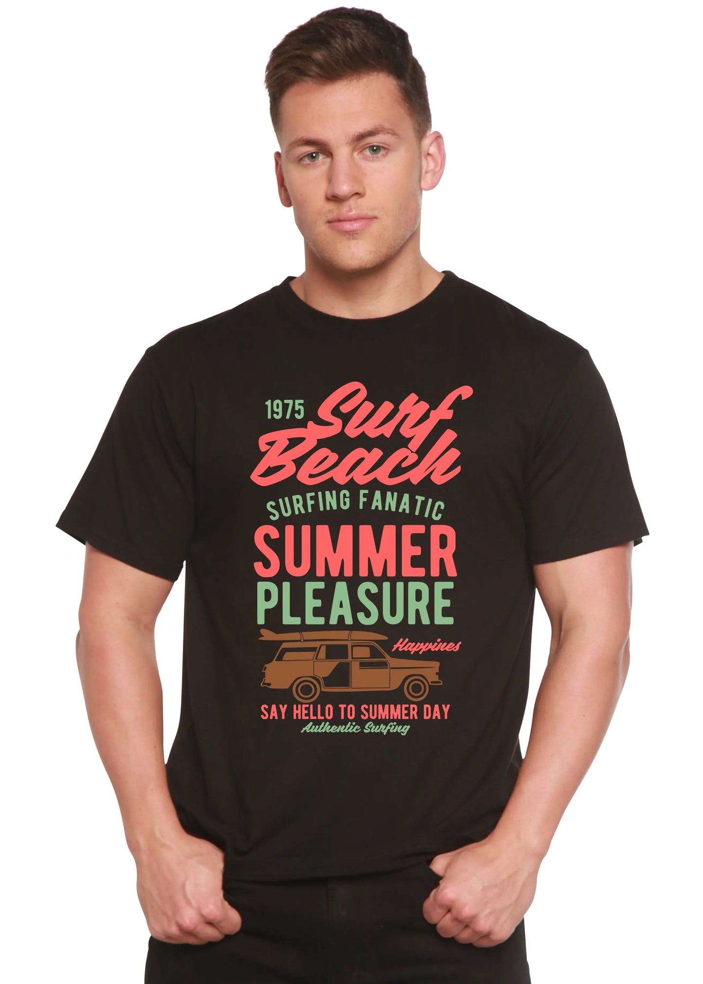 Surf Beach Spun Bamboo® Men's Bamboo Viscose/Organic Cotton Short Sleeve Graphic T-Shirt Spun Bamboo