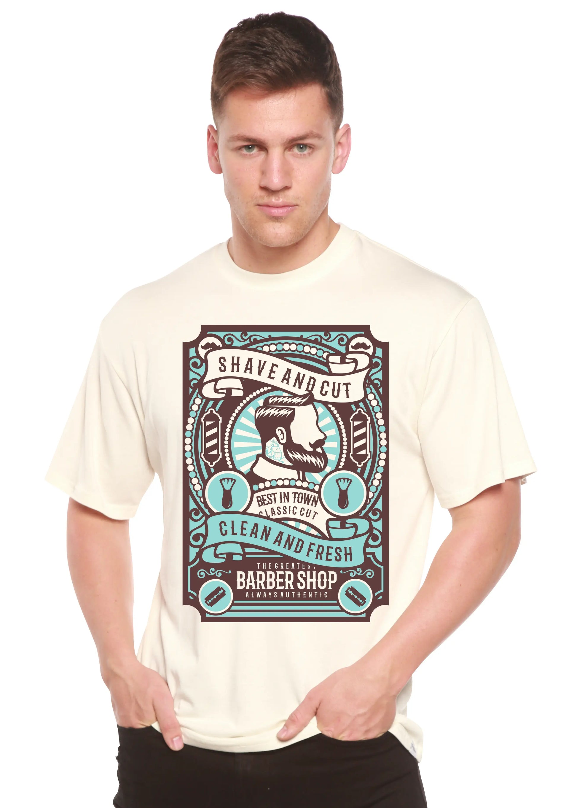 Shave and Cut Spun Bamboo® Men's Bamboo Viscose/Organic Cotton Short Sleeve Graphic T-Shirt Spun Bamboo