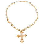 Bling Cross Pendant Necklaces for Women Girl Gift Wedding Neck Jewelry Goth Pearl Necklace nowadaysfashion