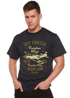 Sky Fighter Spun Bamboo® Men's Bamboo Viscose/Organic Cotton Short Sleeve Graphic T-Shirt Spun Bamboo