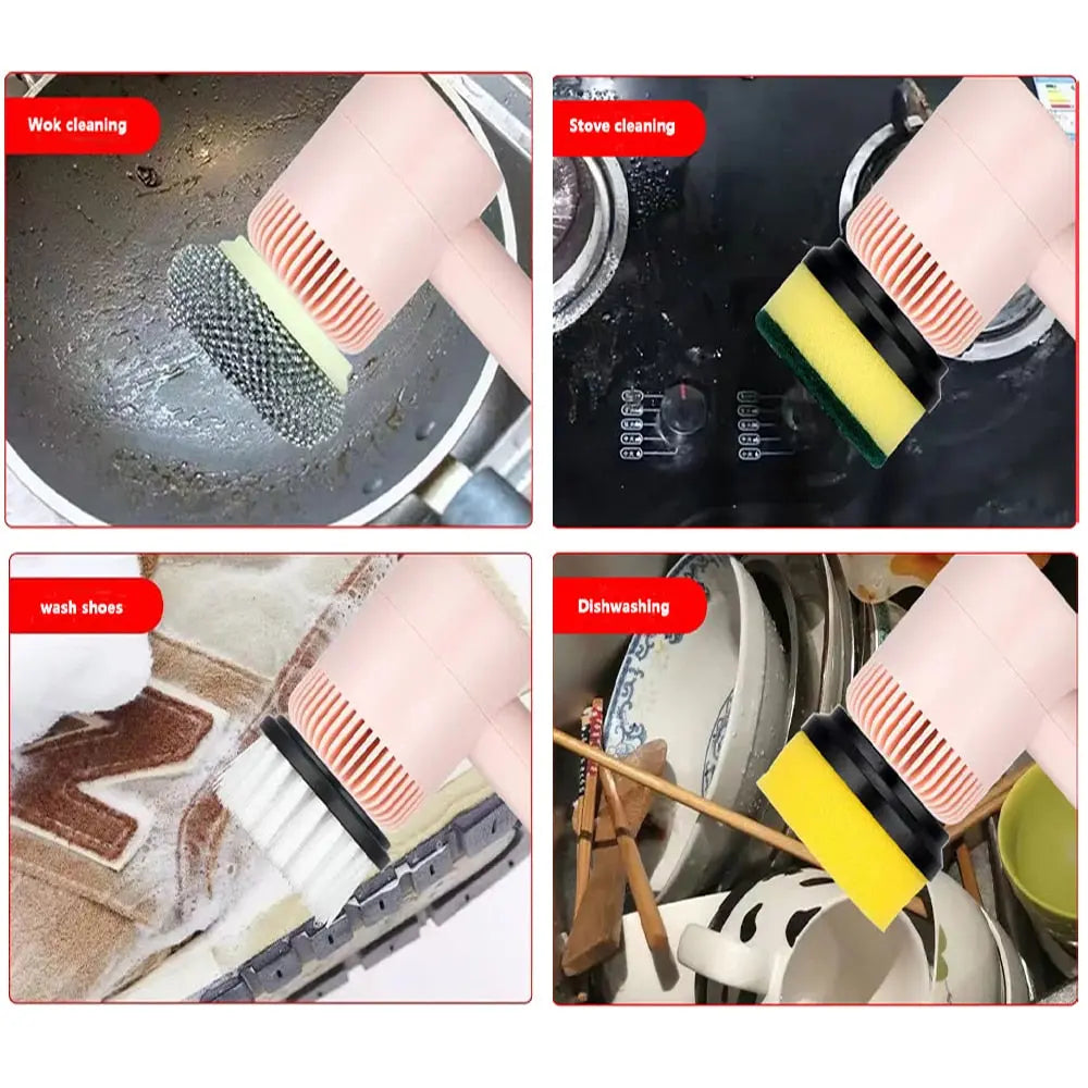 Electric Cleaning Brush With 3 Brush Heads For Multifunctional Cleaning Blade & Thread