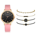 5pcs Set-Top Style Fashion Women's Luxury Leather Band Analog Quartz Wristwatch Ladies Watch nowadaysfashion