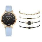 5pcs Set-Top Style Fashion Women's Luxury Leather Band Analog Quartz Wristwatch Ladies Watch nowadaysfashion