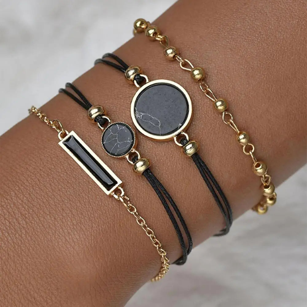 5pcs Set-Top Style Fashion Women's Luxury Leather Band Analog Quartz Wristwatch Ladies Watch - Blade & Thread
