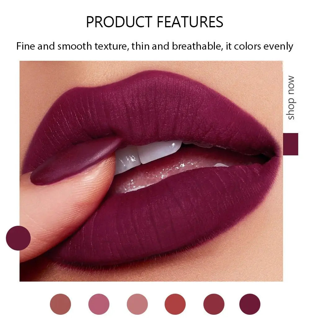 6 Colors Matte Non stick Cup Lipstick Long Lasting Moisturizing Lipstick Cosmetics Set - Blade & Thread