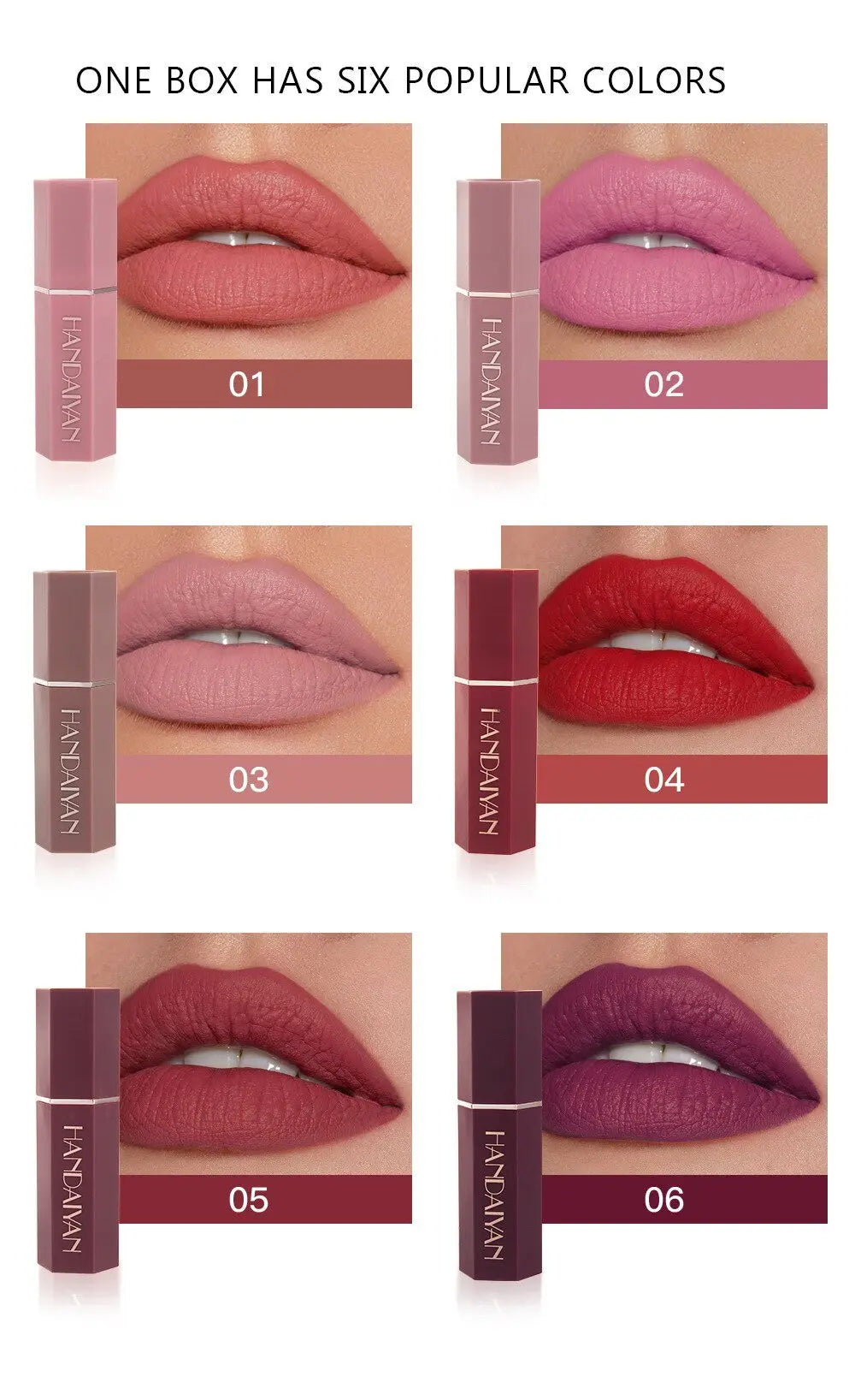 6 Colors Matte Non stick Cup Lipstick Long Lasting Moisturizing Lipstick Cosmetics Set - Blade & Thread