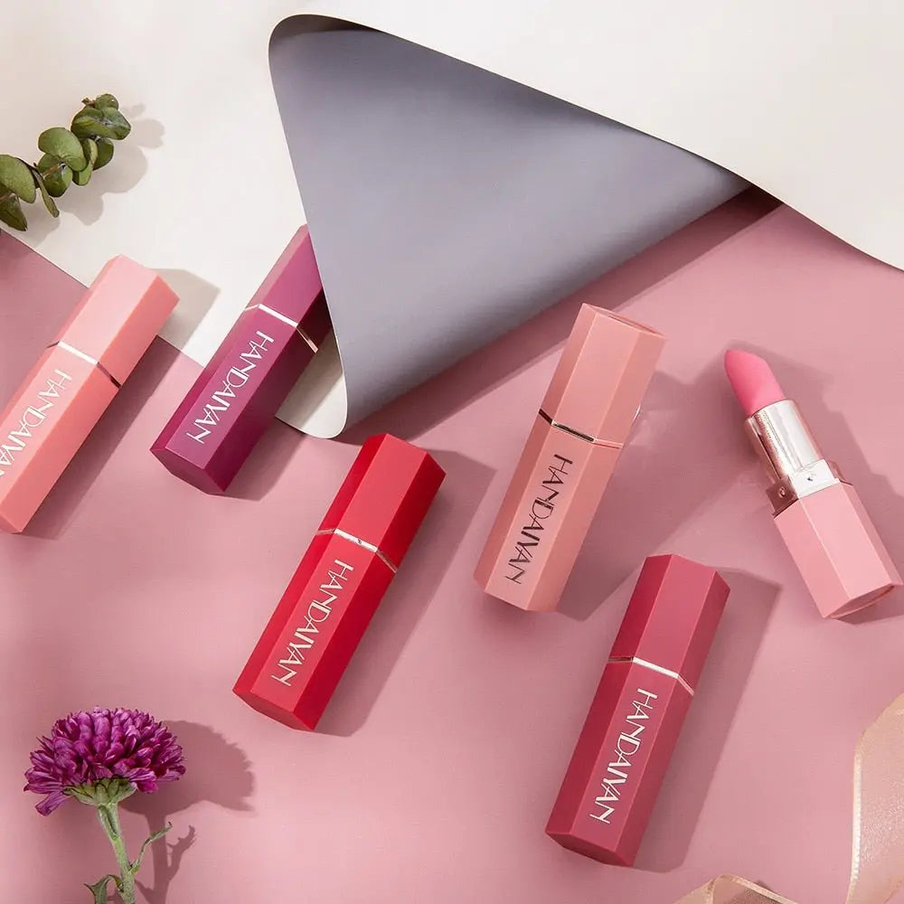 6 Colors Matte Non stick Cup Lipstick Long Lasting Moisturizing Lipstick Cosmetics Set - Blade & Thread