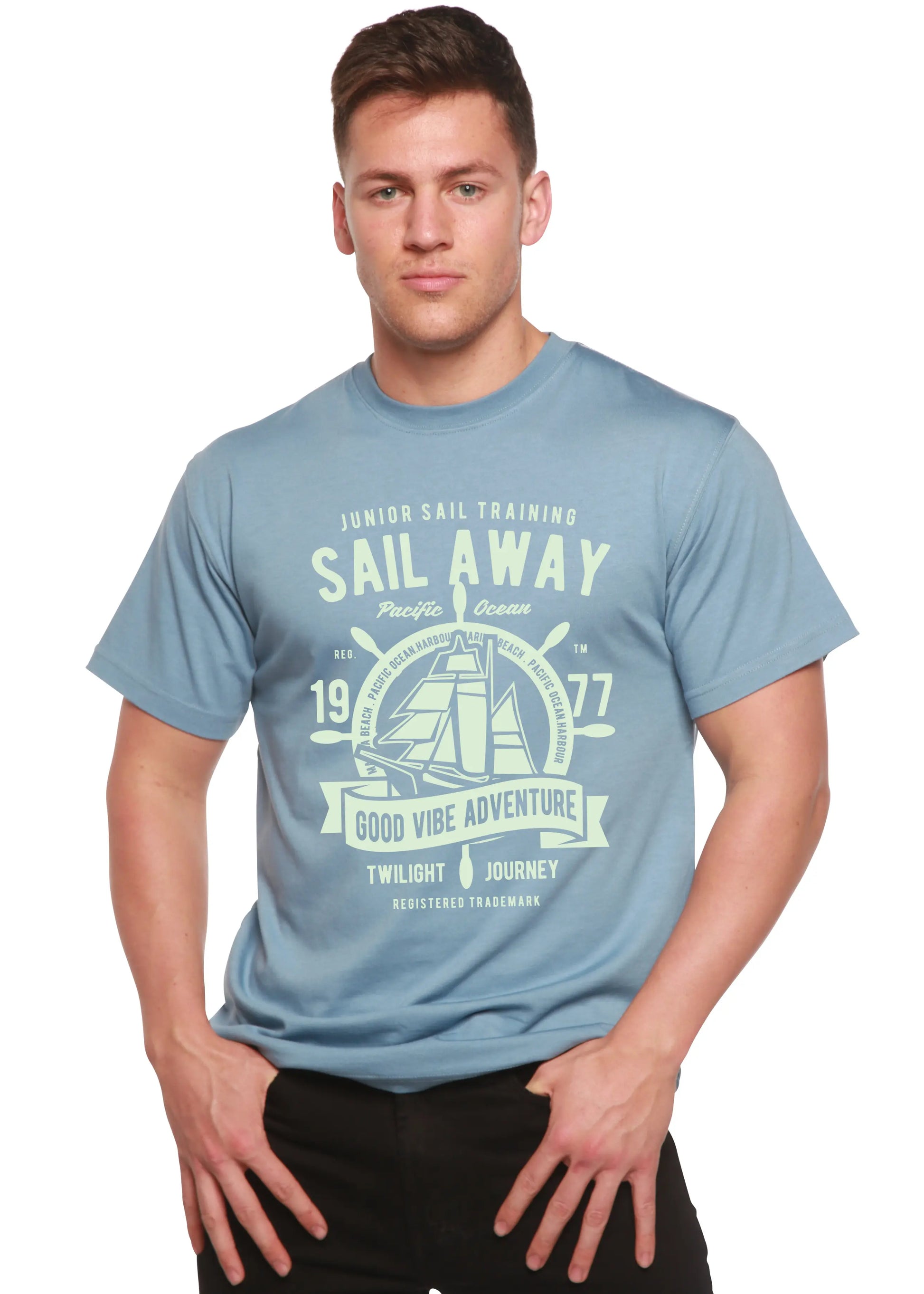 Sail Away Spun Bamboo® Men's Bamboo Viscose/Organic Cotton Short Sleeve Graphic T-Shirt Spun Bamboo