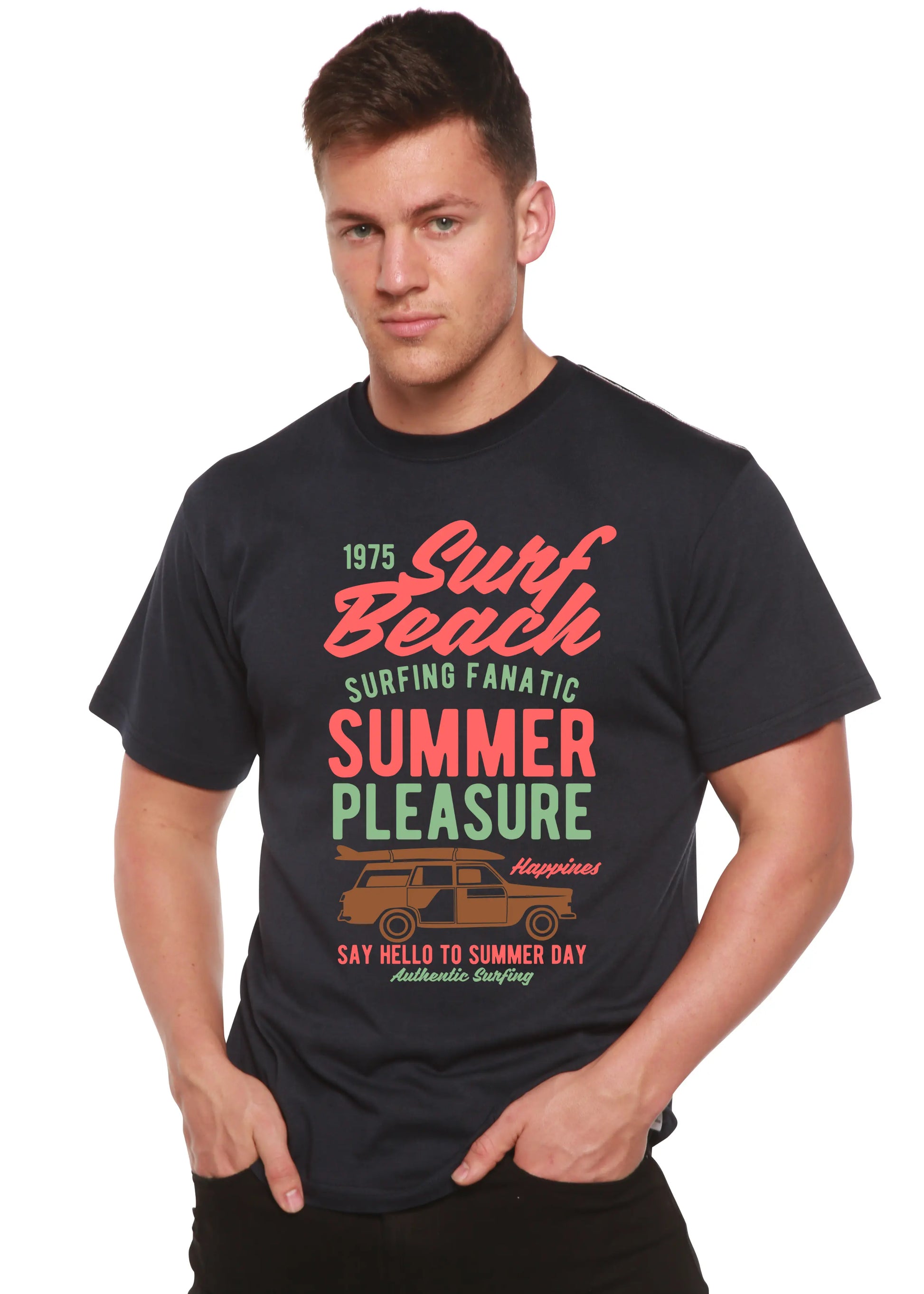 Surf Beach Spun Bamboo® Men's Bamboo Viscose/Organic Cotton Short Sleeve Graphic T-Shirt Spun Bamboo