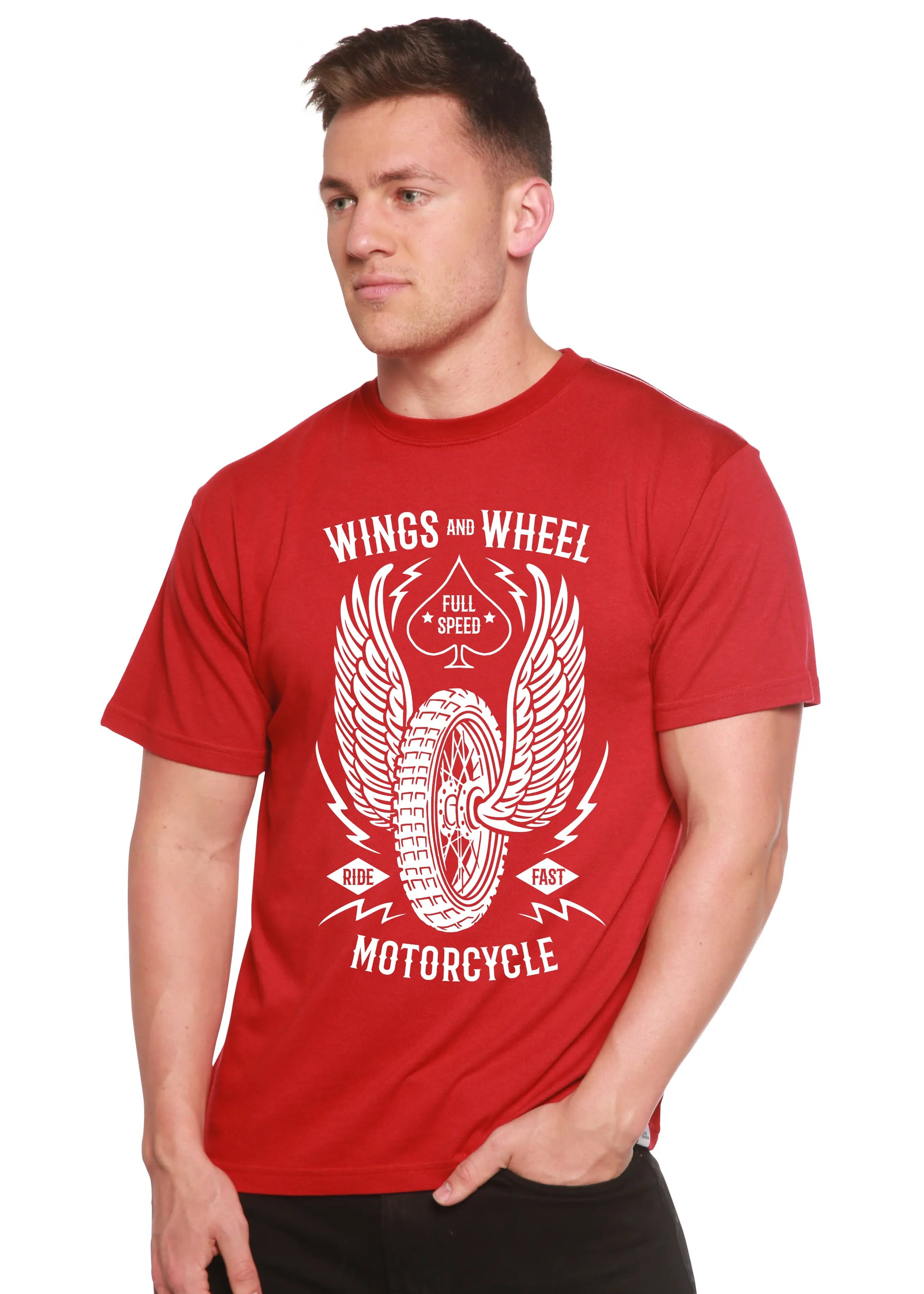 Wings And Wheel Spun Bamboo® Men's Bamboo Viscose/Organic Cotton Short Sleeve Graphic T-Shirt Spun Bamboo