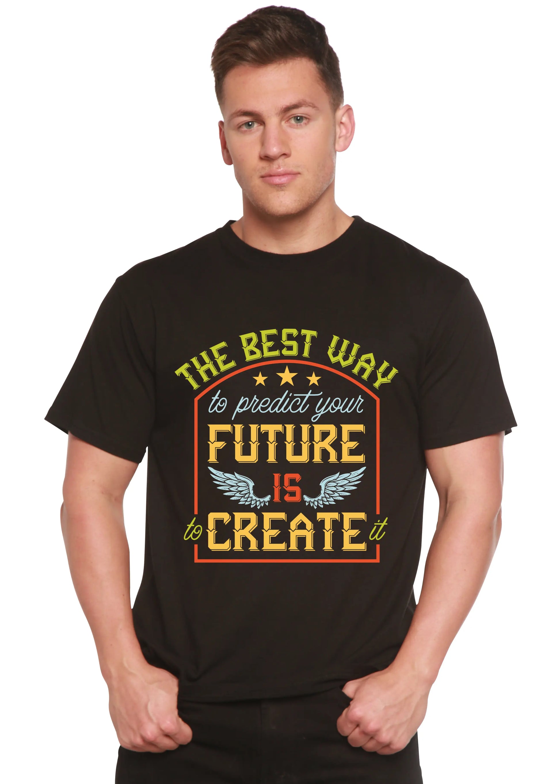 Feture is Create Spun Bamboo® Men's Bamboo Viscose/Organic Cotton Short Sleeve Graphic T-Shirt Spun Bamboo